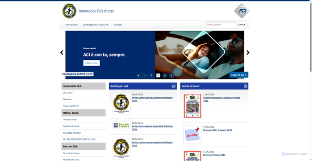 Security scan screenshot of https://www.arezzo.aci.it