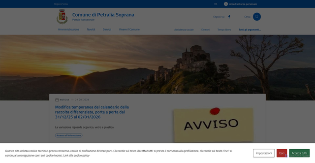 Security scan screenshot of https://comune.petraliasoprana.pa.it/