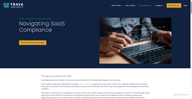 Security scan screenshot of https://travasecurity.com/navigating-saas-compliance/