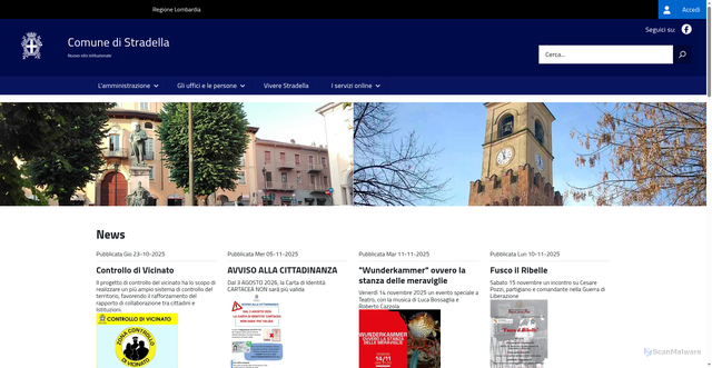 Security scan screenshot of https://www.comune.stradella.pv.it/