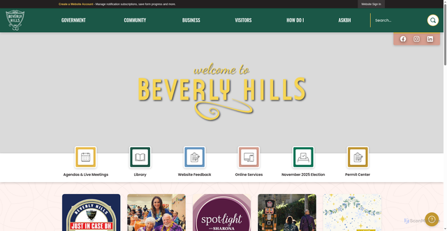 Security scan screenshot of https://beverlyhills.gov/