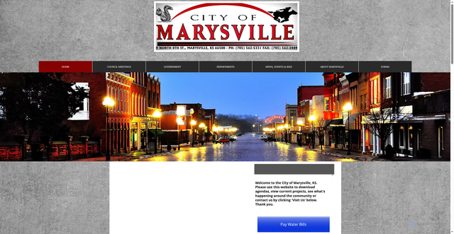 Security scan screenshot of https://www.cityofmarysvilleks.com/