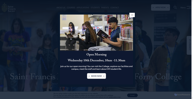 Security scan screenshot of https://www.sfx.ac.uk/
