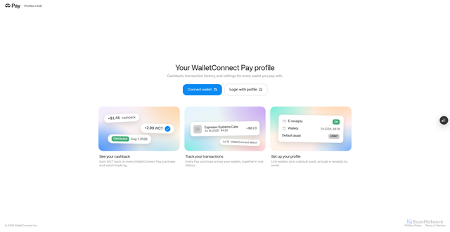 Security scan screenshot of https://pay-profiles-lp1fpmcxb-walletconnect.vercel.app/