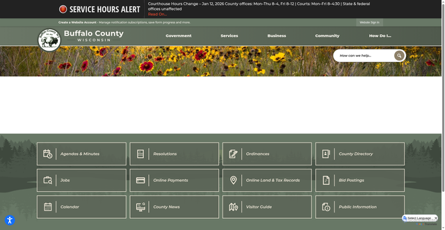 Security scan screenshot of https://buffalocountywi.gov/