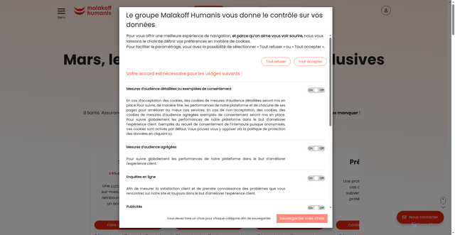 Security scan screenshot of https://malakoffhumanis.com