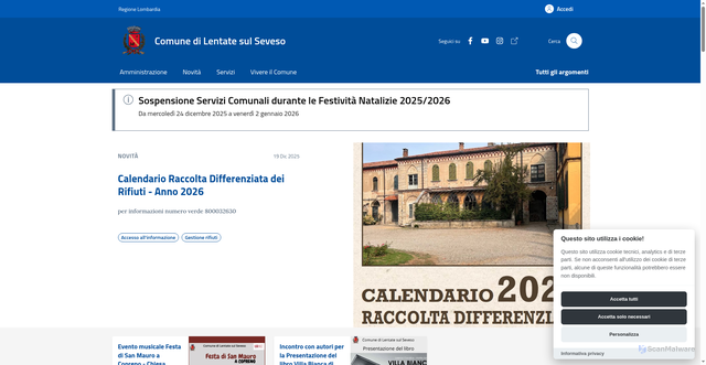 Security scan screenshot of https://comune.lentatesulseveso.mb.it:443/