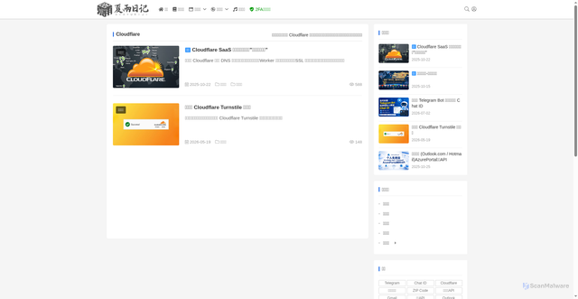 Security scan screenshot of https://xyjrbk.pages.dev/tags/Cloudflare/