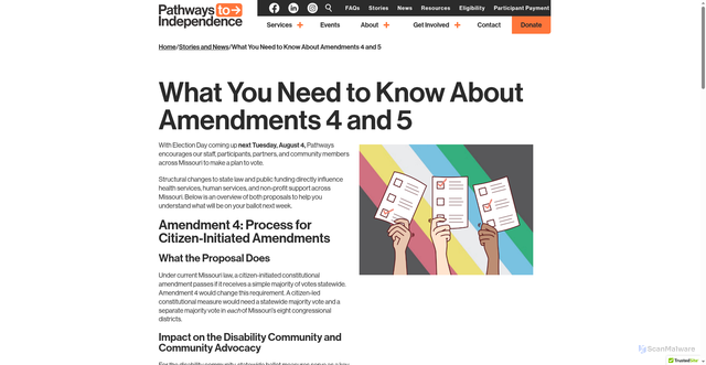 Security scan screenshot of https://ptistl.org/2026/07/missouri-amendments-4-and-5-voter-information/