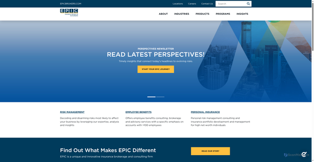 Security scan screenshot of https://epicbrokers.com