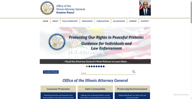 Security scan screenshot of https://illinoisattorneygeneral.gov/