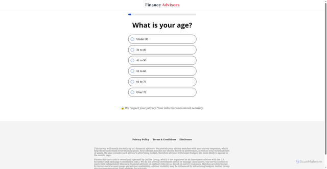 Security scan screenshot of https://quiz.financeadvisors.com