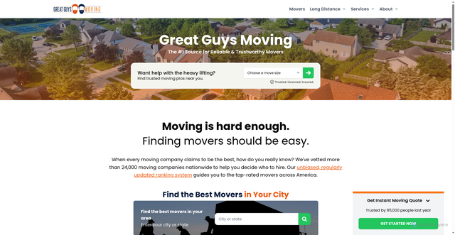 Security scan screenshot of https://greatguysmove.com