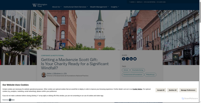 Security scan screenshot of https://www.wilmingtontrust.com/library/article/mackenzie-scott-philanthropy