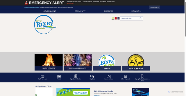 Security scan screenshot of https://bixbyok.gov/