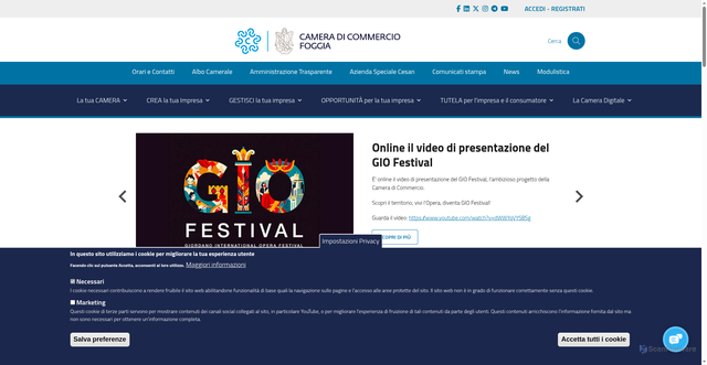 Security scan screenshot of https://www.fg.camcom.it/