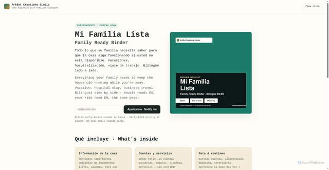 Security scan screenshot of https://artbot-familia-lista.pages.dev/