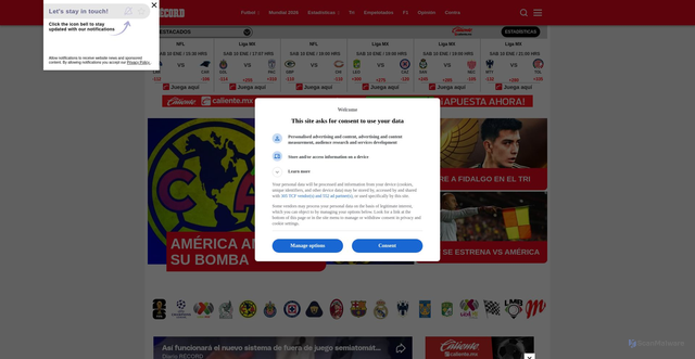 Security scan screenshot of https://www.record.com.mx