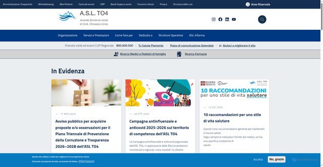 Security scan screenshot of https://www.aslto4.piemonte.it/