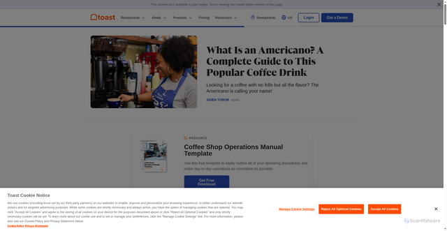 Security scan screenshot of https://pos.toasttab.com/blog/on-the-line/what-is-an-americano?srsltid=AfmBOopmgkXJ6XcIf86xBAe-oCgHpsB-7ukwSO-zxt2fkCzlSMzzxUMg