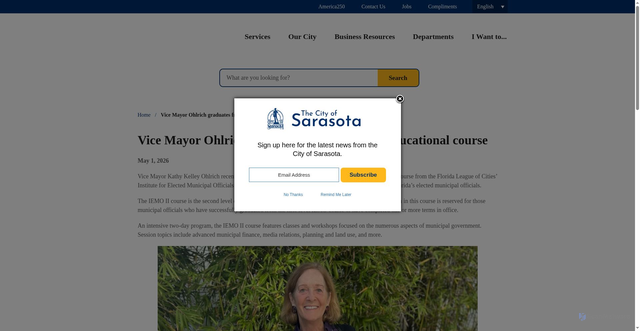 Security scan screenshot of https://www.sarasotafl.gov/News-articles/Vice-Mayor-Graduates-from-IEMO-II