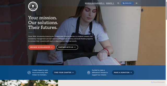 Security scan screenshot of https://scholarshipamerica.org