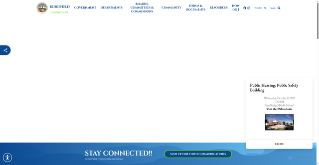 Security scan screenshot of https://ridgefieldct.gov/