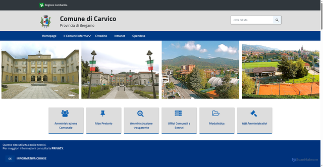 Security scan screenshot of https://www.comune.carvico.bg.it/hh/index.php