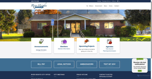 Security scan screenshot of https://riverheights.gov/