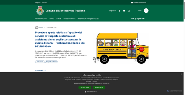 Security scan screenshot of https://www.comune.montecorvinopugliano.sa.it/it