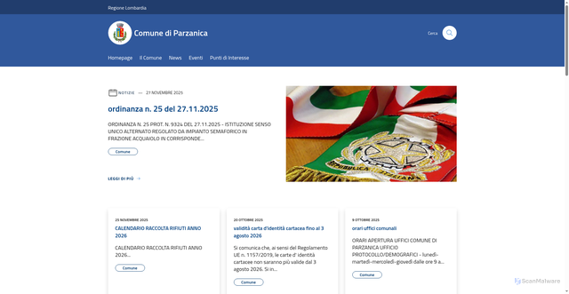 Security scan screenshot of https://www.comune.parzanica.bg.it/it