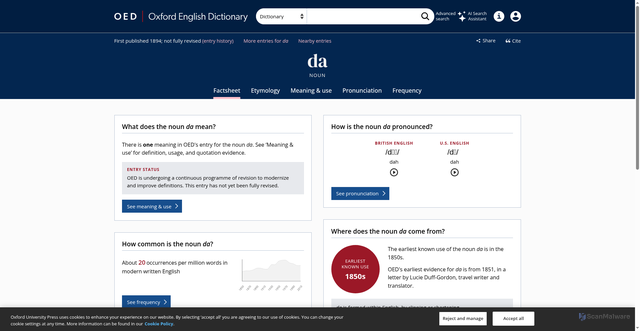 Security scan screenshot of https://www.oed.com/dictionary/da_n