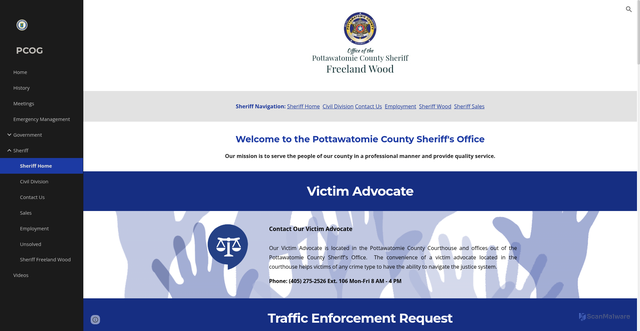 Security scan screenshot of https://www.pottawatomiecountyok.gov/sheriff/sheriff-home