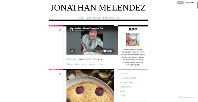 Security scan screenshot of https://jonathanmelendezcooks.tumblr.com/