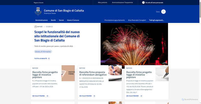 Security scan screenshot of https://www.comune.sanbiagio.tv.it