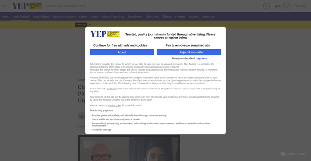 Security scan screenshot of https://www.yorkshireeveningpost.co.uk/sport/football/leeds-united/leeds-united-chelsea-injury-latest-cole-palmer-5422978