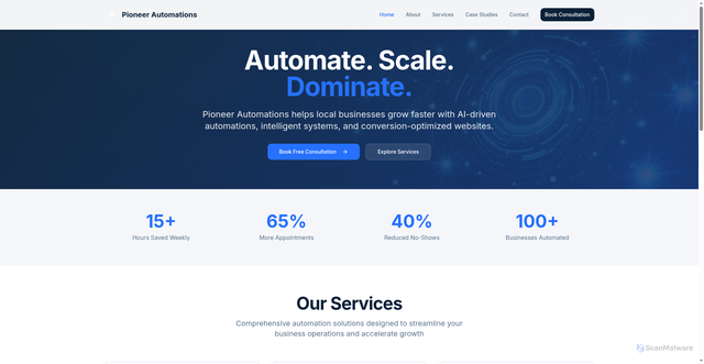 Security scan screenshot of https://pioneerautomations.com/