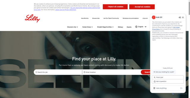 Security scan screenshot of https://careers.lilly.com/