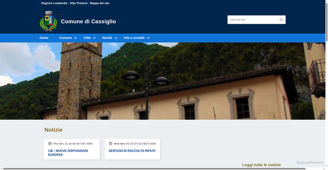 Security scan screenshot of https://www.comune.cassiglio.bg.it/home/