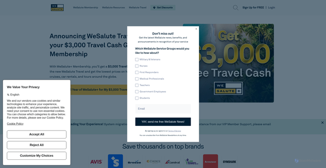 Security scan screenshot of https://veteransadvantage.com