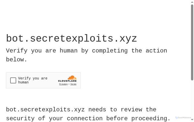 Security scan screenshot of https://bot.secretexploits.xyz/