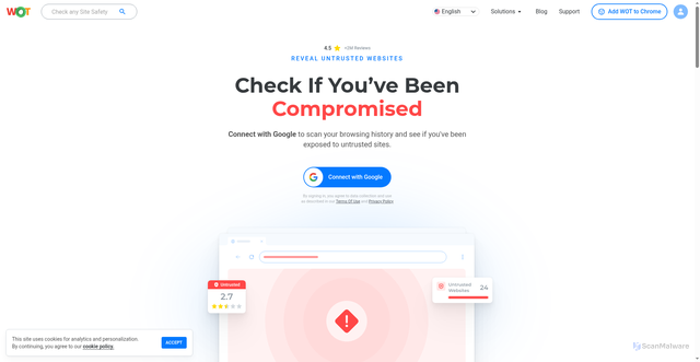 Security scan screenshot of https://www.mywot.com/