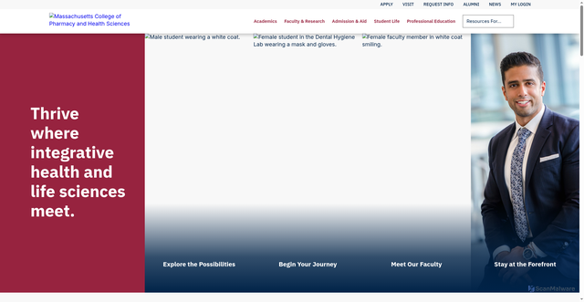 Security scan screenshot of https://www.mcphs.edu/