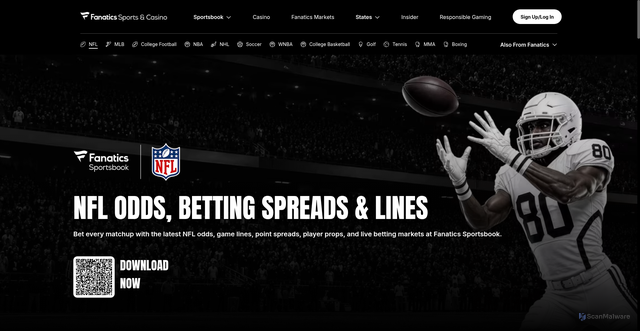 Security scan screenshot of https://betfanatics.com/sportsbook/nfl/odds