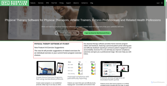 Security scan screenshot of https://www.exerciseprolive.com