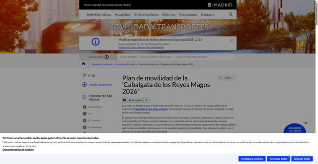 Security scan screenshot of https://www.madrid.es/portales/munimadrid/es/Inicio/Movilidad-y-transportes/Incidencias-de-Trafico/Principales-incidencias-en-la-ciudad/Plan-de-movilidad-de-la-Cabalgata-de-los-Reyes-Magos-2026-/?vgnextfmt=default&vgnextoid=739661df8f06b910VgnVCM100000891ecb1aRCRD&vgnextchannel=cbe0aa2dedcb1610VgnVCM2000001f4a900aRCRD