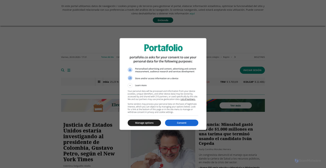 Security scan screenshot of https://www.portafolio.co