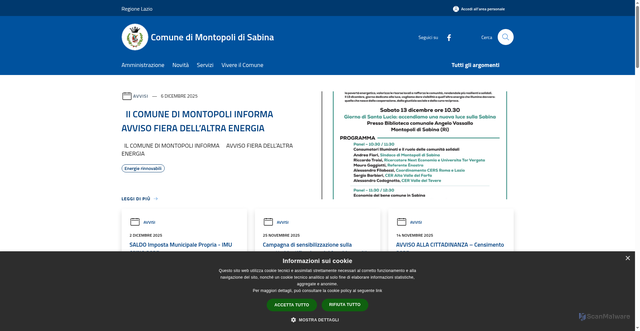 Security scan screenshot of https://www.comune.montopolidisabina.ri.it/it