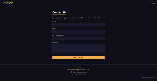 Security scan screenshot of https://germany-telugu-movies.com/contact.html