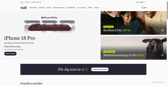 Security scan screenshot of https://tele2.se